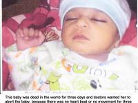 This baby was dead in the womb for 3 days and doctors wanted her to abort the baby because there was no heart beat or no movement.  She went to the Healing Crusade and after prayer, she had a healthy baby boy the next day!